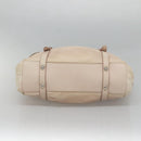 PRADA Shoulder Bag Leather Beige Silver Auth 125050-9