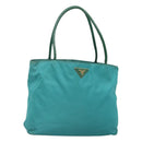 PRADA Tote Bag Nylon Blue Gold Auth 125055-1
