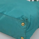PRADA Tote Bag Nylon Blue Gold Auth 125055-14