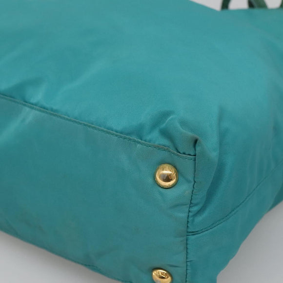 PRADA Tote Bag Nylon Blue Gold Auth 125055