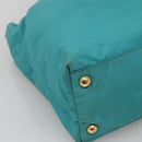 PRADA Tote Bag Nylon Blue Gold Auth 125055-15