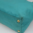 PRADA Tote Bag Nylon Blue Gold Auth 125055-16
