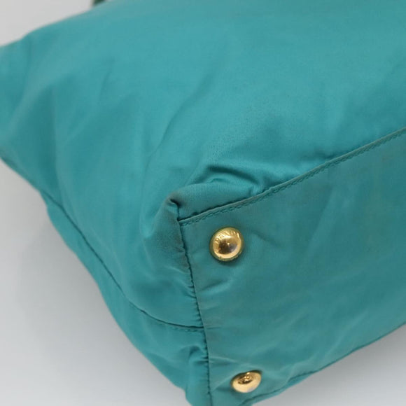 PRADA Tote Bag Nylon Blue Gold Auth 125055