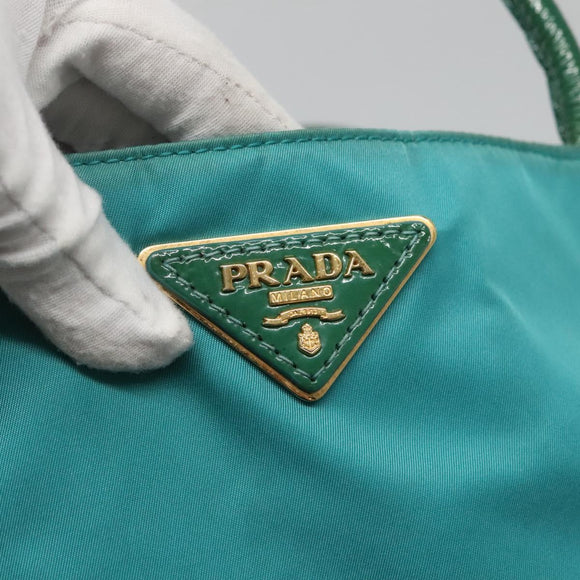 PRADA Tote Bag Nylon Blue Gold Auth 125055
