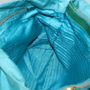 PRADA Tote Bag Nylon Blue Gold Auth 125055-19