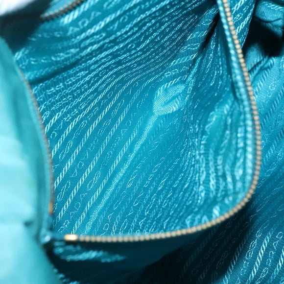PRADA Tote Bag Nylon Blue Gold Auth 125055