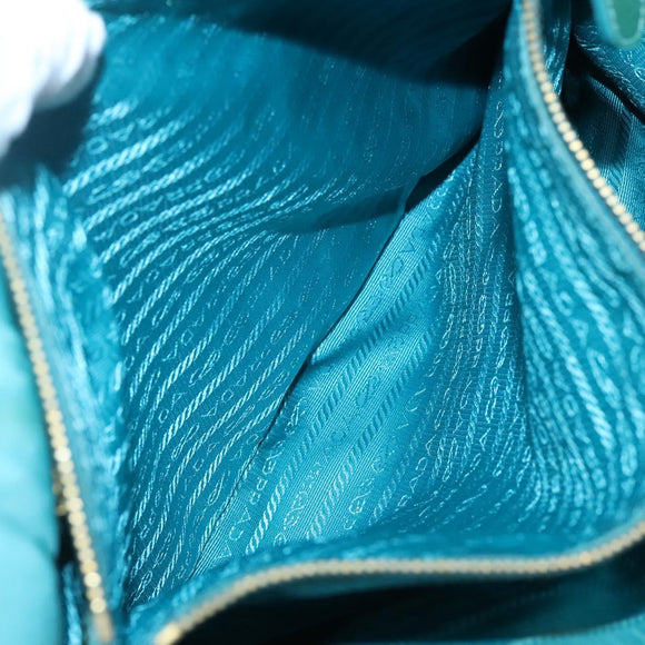 PRADA Tote Bag Nylon Blue Gold Auth 125055