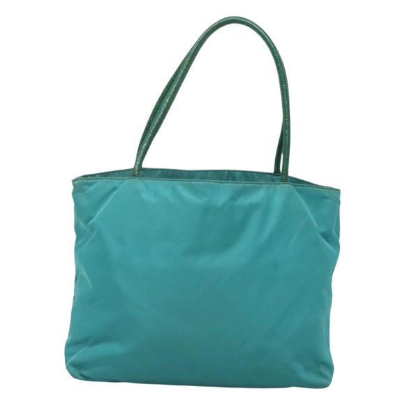 PRADA Tote Bag Nylon Blue Gold Auth 125055