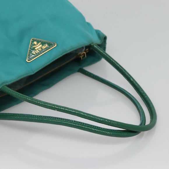 PRADA Tote Bag Nylon Blue Gold Auth 125055