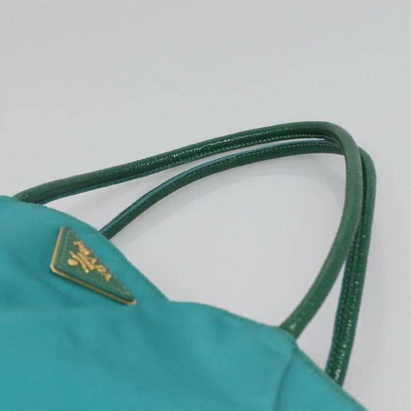 PRADA Tote Bag Nylon Blue Gold Auth 125055