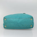 PRADA Tote Bag Nylon Blue Gold Auth 125055-5