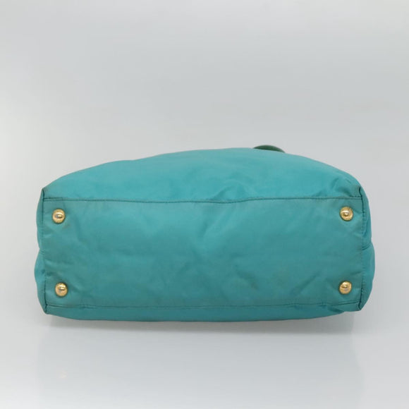 PRADA Tote Bag Nylon Blue Gold Auth 125055