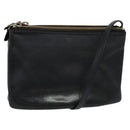 CELINE Trio Shoulder Bag Leather Black Gold Auth 125093-1