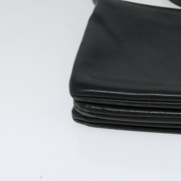 CELINE Trio Shoulder Bag Leather Black Gold Auth 125093