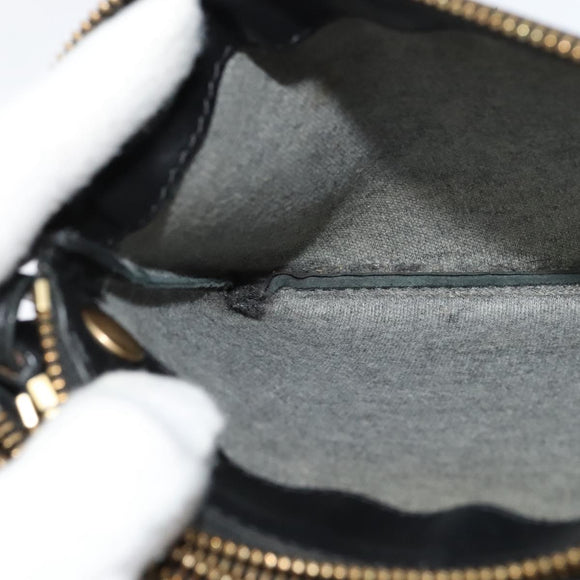 CELINE Trio Shoulder Bag Leather Black Gold Auth 125093