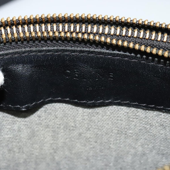CELINE Trio Shoulder Bag Leather Black Gold Auth 125093