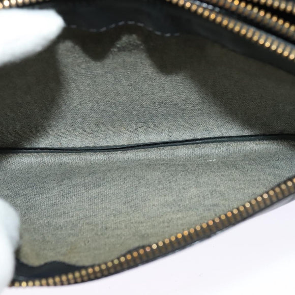 CELINE Trio Shoulder Bag Leather Black Gold Auth 125093