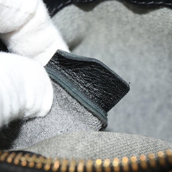 CELINE Trio Shoulder Bag Leather Black Gold Auth 125093