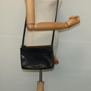 CELINE Trio Shoulder Bag Leather Black Gold Auth 125093-28