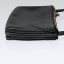 CELINE Trio Shoulder Bag Leather Black Gold Auth 125093-4
