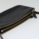 CELINE Trio Shoulder Bag Leather Black Gold Auth 125093-6