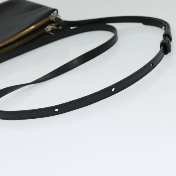 CELINE Trio Shoulder Bag Leather Black Gold Auth 125093