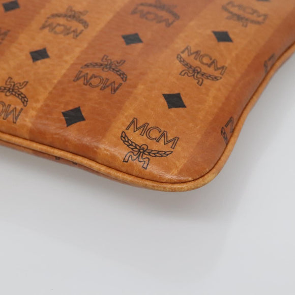 MCM Vicetos Logogram Accessory Pouch PVC Leather Brown Gold Auth 125099