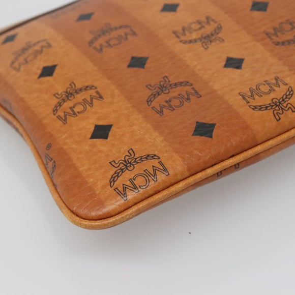 MCM Vicetos Logogram Accessory Pouch PVC Leather Brown Gold Auth 125099