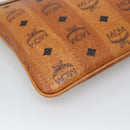 MCM Vicetos Logogram Accessory Pouch PVC Leather Brown Gold Auth 125099-16