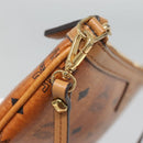 MCM Vicetos Logogram Accessory Pouch PVC Leather Brown Gold Auth 125099-10
