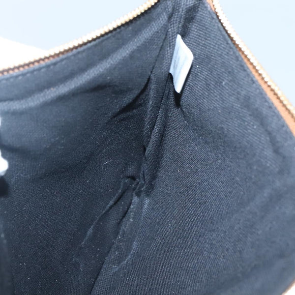 MCM Vicetos Logogram Accessory Pouch PVC Leather Brown Gold Auth 125099