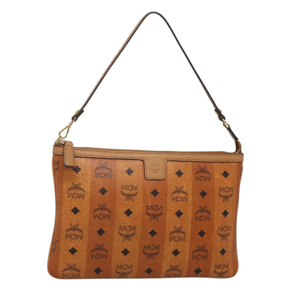 MCM Vicetos Logogram Accessory Pouch PVC Leather Brown Gold Auth 125099