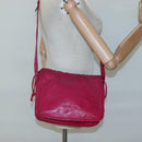 LOEWE Anagram Shoulder Bag Leather Pink gold Auth 125100-19