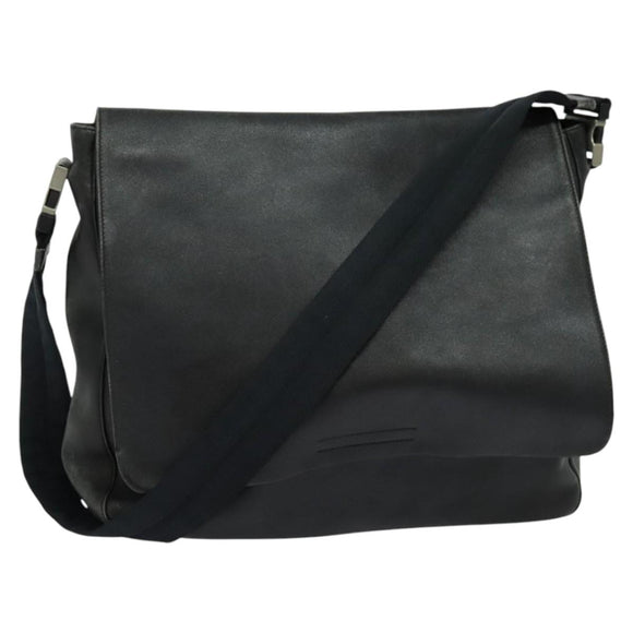 PRADA Shoulder Bag Leather Black Silver Auth 125112