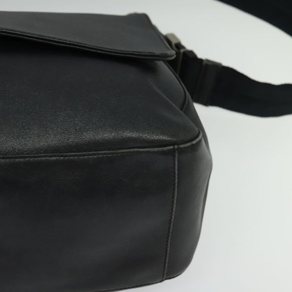 PRADA Shoulder Bag Leather Black Silver Auth 125112