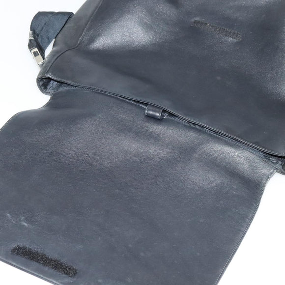 PRADA Shoulder Bag Leather Black Silver Auth 125112