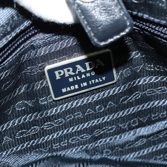 PRADA Shoulder Bag Leather Black Silver Auth 125112