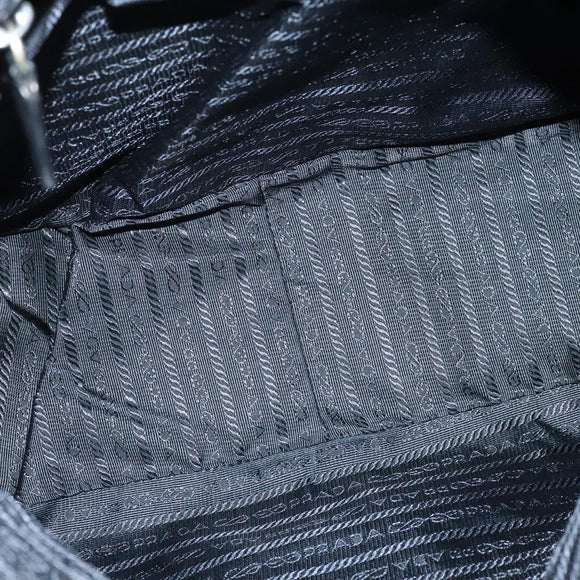 PRADA Shoulder Bag Leather Black Silver Auth 125112