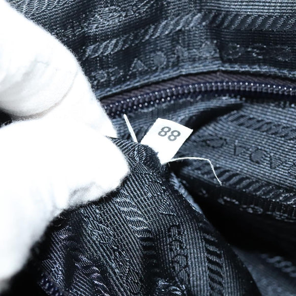 PRADA Shoulder Bag Leather Black Silver Auth 125112