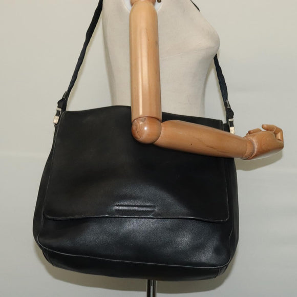 PRADA Shoulder Bag Leather Black Silver Auth 125112