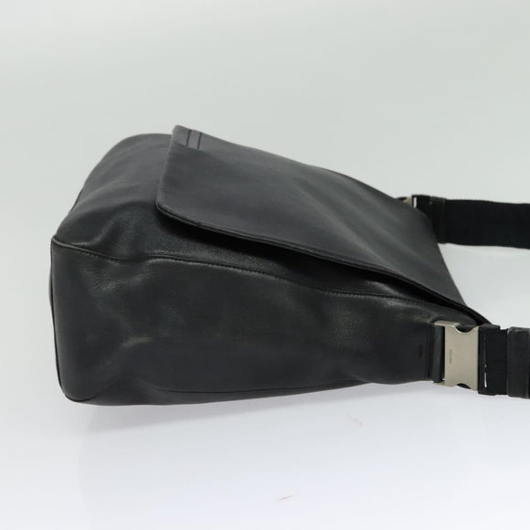 PRADA Shoulder Bag Leather Black Silver Auth 125112