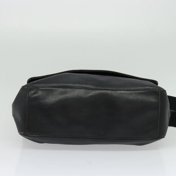 PRADA Shoulder Bag Leather Black Silver Auth 125112