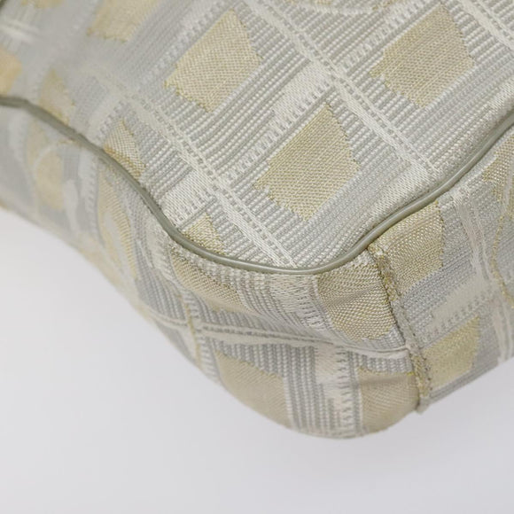 CHANEL New Travel Line Shoulder Bag Canvas White Silver CC Auth 125175