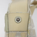 CHANEL New Travel Line Shoulder Bag Canvas White Silver CC Auth 125175-14