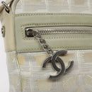 CHANEL New Travel Line Shoulder Bag Canvas White Silver CC Auth 125175-15
