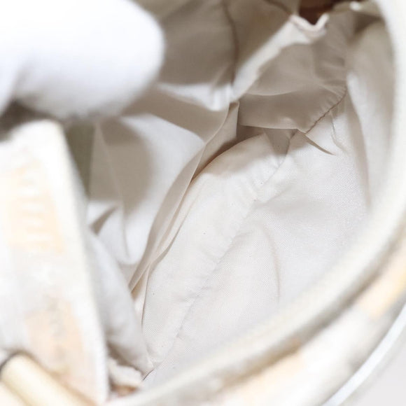 CHANEL New Travel Line Shoulder Bag Canvas White Silver CC Auth 125175