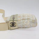 CHANEL New Travel Line Shoulder Bag Canvas White Silver CC Auth 125175-5