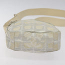 CHANEL New Travel Line Shoulder Bag Canvas White Silver CC Auth 125175-9