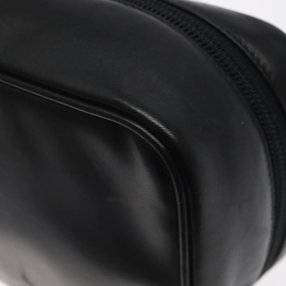 Salvatore Ferragamo Vanity Pouch Leather Black Silver Auth 125183