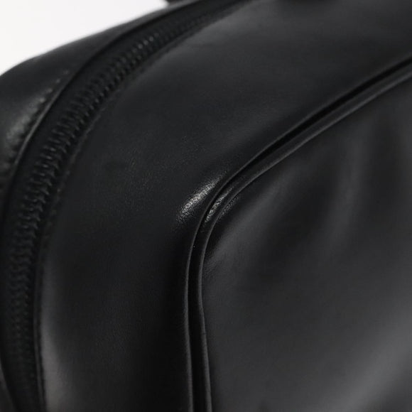 Salvatore Ferragamo Vanity Pouch Leather Black Silver Auth 125183